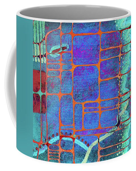 Windows On The World Coffee Mug featuring the digital art SULTRY NIGHT Abstract In Blue by Lynnie Lang
