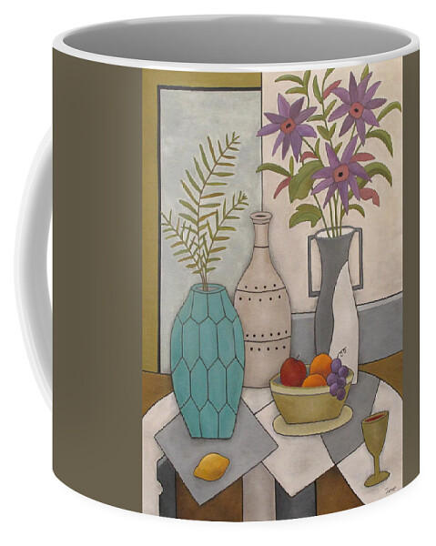 Still Life Coffee Mug featuring the painting Summer Flowers and Fruit by Trish Toro