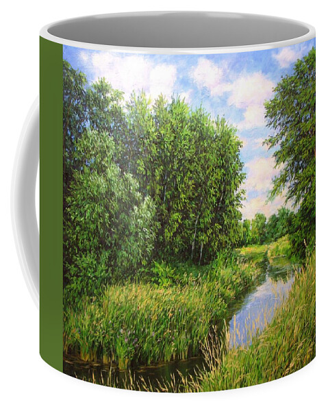 Summer Landscape Coffee Mug featuring the painting Summer landscape 6 by Kastsov