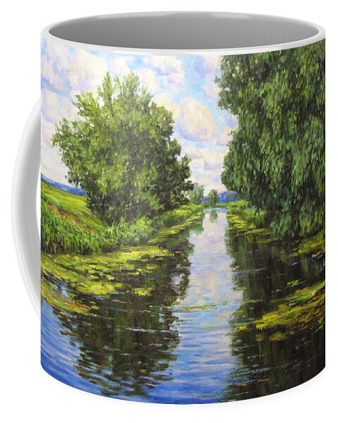 Summer Landscape Coffee Mug featuring the painting Summer landscape 7 by Kastsov
