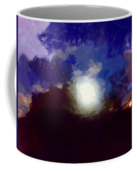 Sky Coffee Mug featuring the mixed media Summer Moon by Christopher Reed