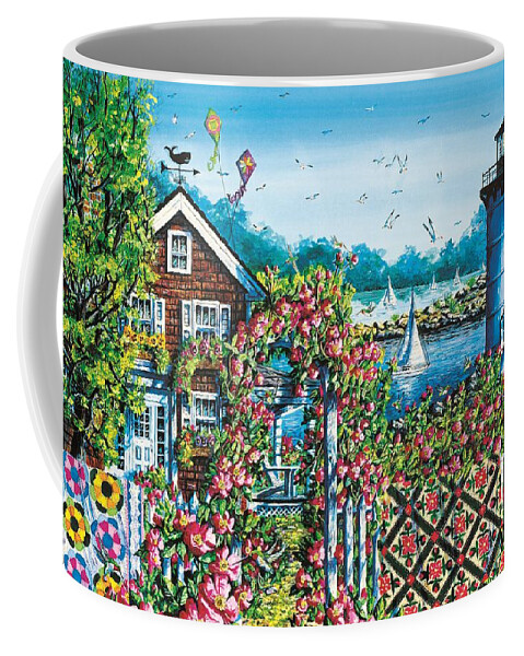 Summer Coffee Mug featuring the painting Summer Rose Harbor by Diane Phalen