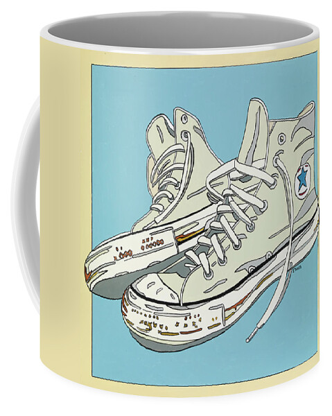 Sneakers High Tops Coffee Mug featuring the painting Summer Sneakers by Mike Stanko