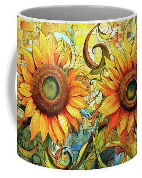 Sunflowers Coffee Mug featuring the painting Summer Sunflowers by Tina LeCour