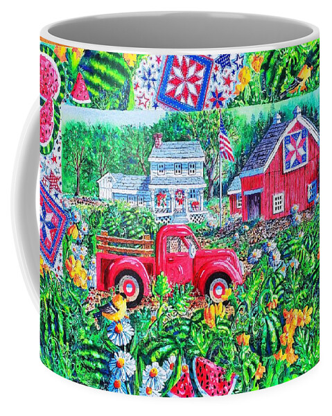 Red Truck Coffee Mug featuring the painting Summertime by Diane Phalen