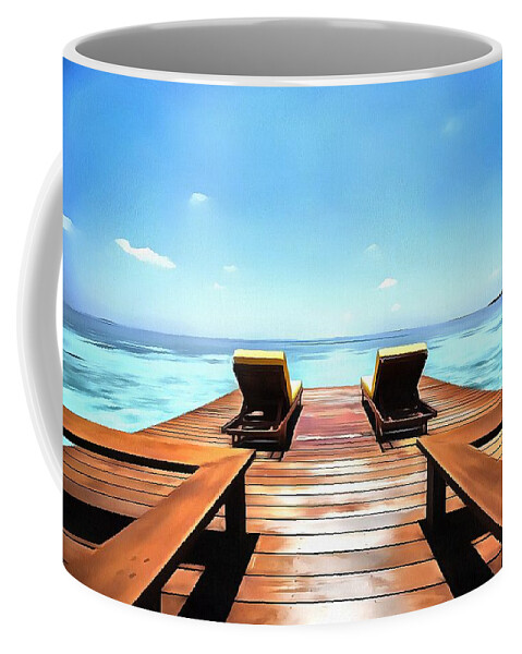 Sun Deck Coffee Mug featuring the painting Sun Deck by Harry Warrick