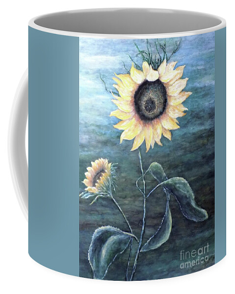 Sun Flower Coffee Mug featuring the painting Sun Flower by Judy Kirouac