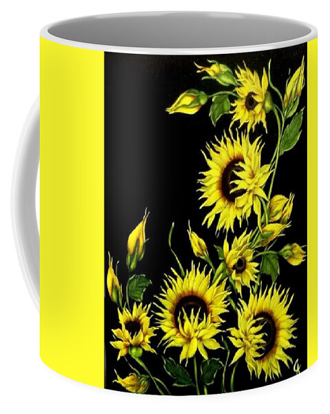 Sun Flowers Coffee Mug featuring the painting Sun Flowers by Carol Avants