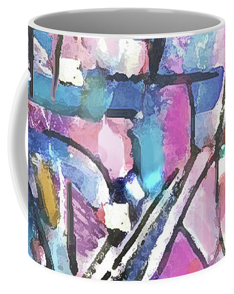 Unique Abstract Coffee Mug featuring the mixed media Sunday Pastel Abstract by Jean Batzell Fitzgerald