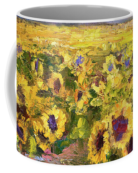 Sunflowers Coffee Mug featuring the painting Sunflower Fields by Radha Rao