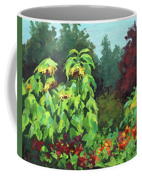 Sunflower Coffee Mug featuring the painting Sunflower Garden by Karen Ilari