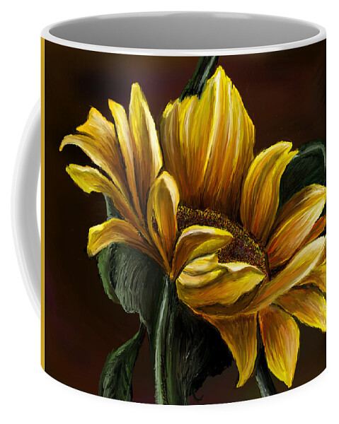 Summer Coffee Mug featuring the digital art Sunflower Glow by Darren Cannell