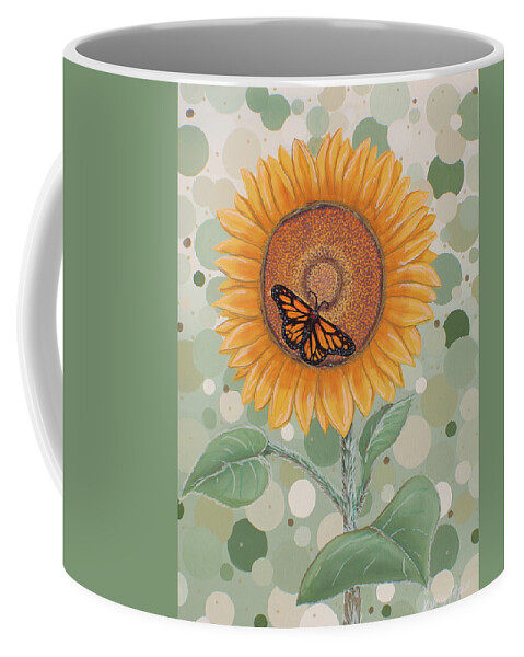 Sunflower Coffee Mug featuring the painting Sunflower Polkadot A Garden's Tale by Kenneth Pope