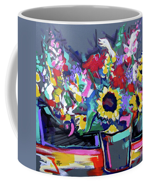 Sunflower Vase Coffee Mug featuring the painting Sunflower Vase by John Gholson