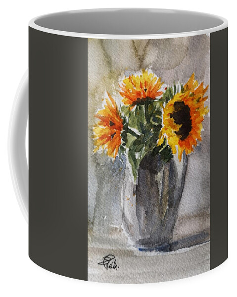 Still Life Coffee Mug featuring the painting Sunflowers by Sheila Romard