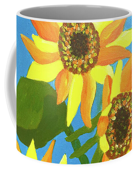 Sunflower Coffee Mug featuring the painting Sunflowers Three by Christina Wedberg