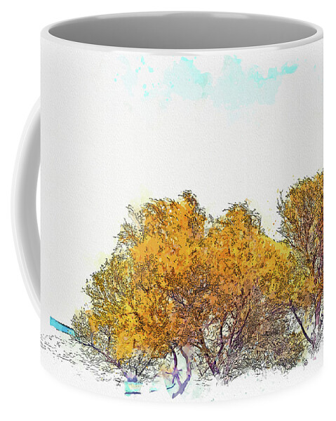 Tree Coffee Mug featuring the painting Sunken trees, ca 2021 by Ahmet Asar, Asar Studios by Celestial Images