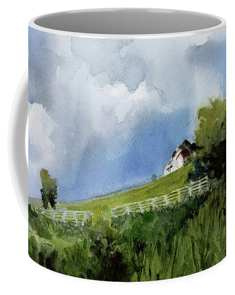 Mountainscape Coffee Mug featuring the painting Sunkissed Mountain by Lois Blasberg