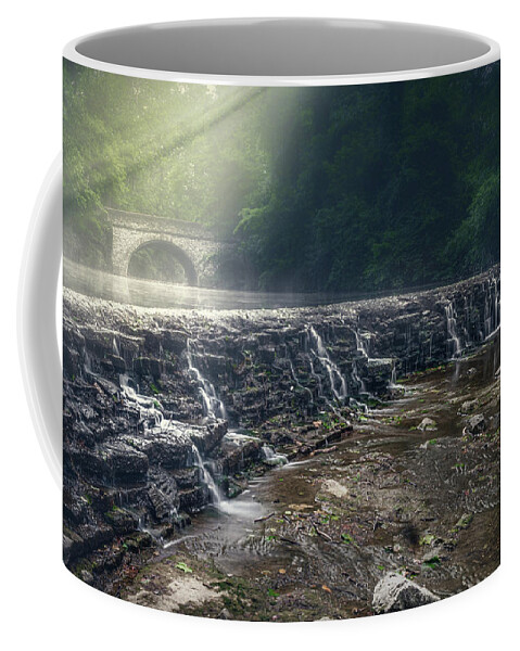 Waterfall Coffee Mug featuring the photograph Sunlight on the Bridge by Tom Mc Nemar