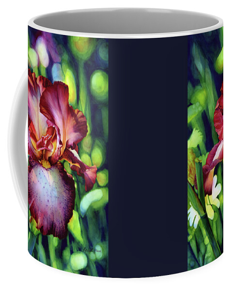 Iris Coffee Mug featuring the painting Sunlit Iris by Hailey E Herrera