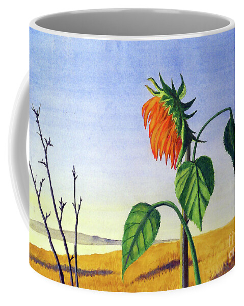Sunflower Coffee Mug featuring the painting Sunlit Sunflower by Rohvannyn Shaw