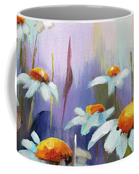 Flowers Coffee Mug featuring the painting Sunny Days - Daisies by Annie Troe