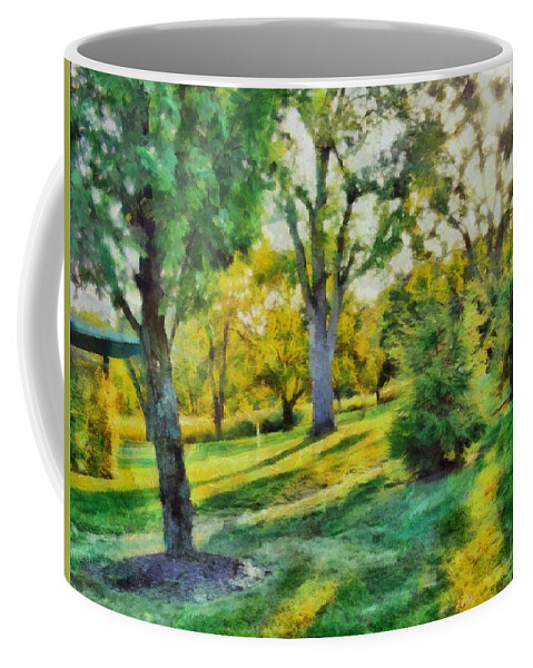 Sunny Coffee Mug featuring the mixed media Sunny Yard by Christopher Reed
