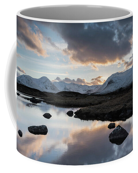 Scotland Coffee Mug featuring the photograph Sunrise at Lochan Na Stainge, Rannoch Moor, Scotland, UK by Sarah Howard