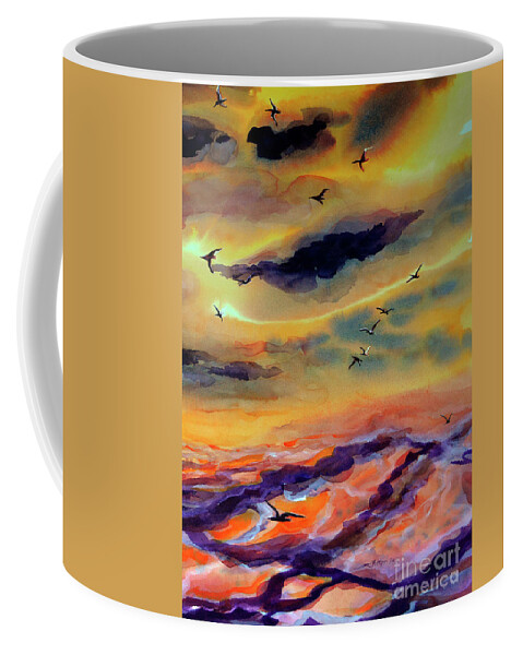 Originals Coffee Mug featuring the painting Sunrise birds over the 2 by Julianne Felton