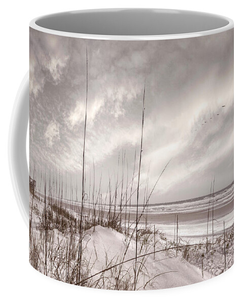 Dune Coffee Mug featuring the photograph Sunrise Ocean Cottage Breezes by Debra and Dave Vanderlaan
