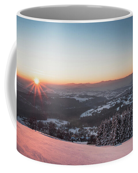 Poland Coffee Mug featuring the photograph Sunrise on Barania Gora in the Polish Beskydy mountains by Vaclav Sonnek