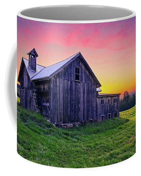 Adirondack Mountains Coffee Mug featuring the photograph Sunrise Over an Adirondack Mountain Farm by Andy Crawford