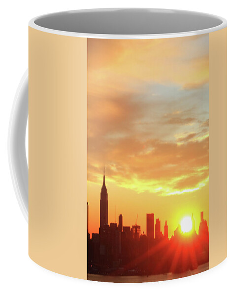 Sunrise Coffee Mug featuring the photograph Sunrise over midtown Manhattan NYC by Habib Ayat