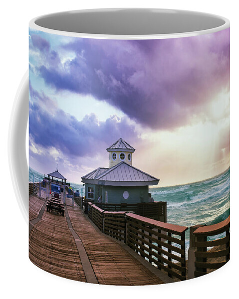 Beach Coffee Mug featuring the photograph Sunrise Vibes - Juno Pier by Laura Fasulo
