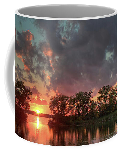 Mcfarland Coffee Mug featuring the photograph Sunset Aligned at Babcock Park on Lake Waubesa at Mcfarland by Peter Herman