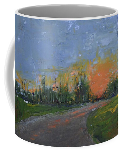 Sun.country Coffee Mug featuring the painting Sunset Almost Gone by Patricia Caldwell