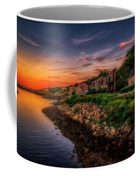 Perkins Cove Coffee Mug featuring the photograph Sunset at Perkins Cove by Penny Polakoff