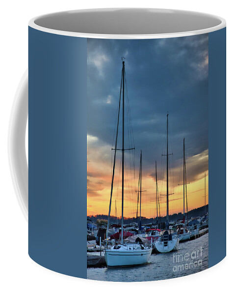 Freedom Boat Club Coffee Mug featuring the photograph Sunset at the Marina by Amy Dundon