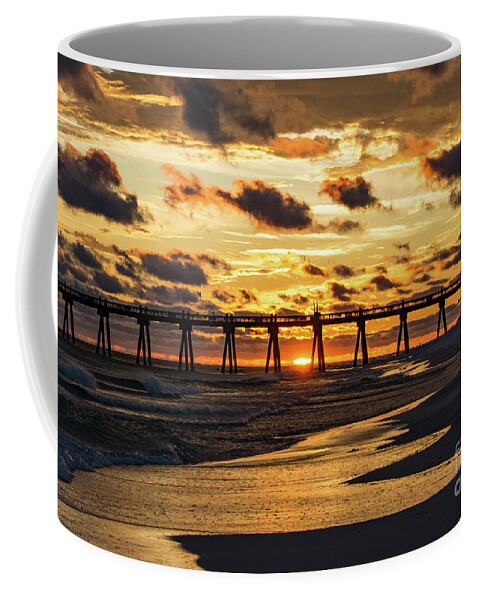 Sun Coffee Mug featuring the photograph Sunset at the Pensacola Beach Fishing Pier by Beachtown Views
