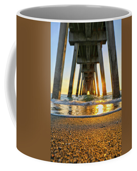 Mountain Coffee Mug featuring the photograph Sunset at the Pier by Go and Flow Photos