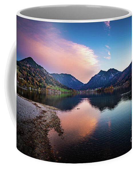 Schliersee Coffee Mug featuring the photograph Sunset at the Schliersee III by Hannes Cmarits