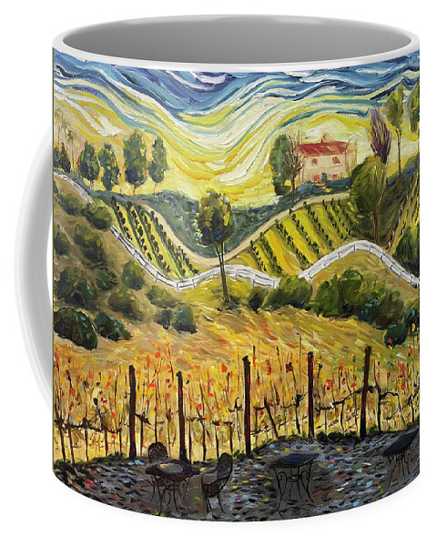 Sunset Coffee Mug featuring the painting Sunset at the Villa by Roxy Rich