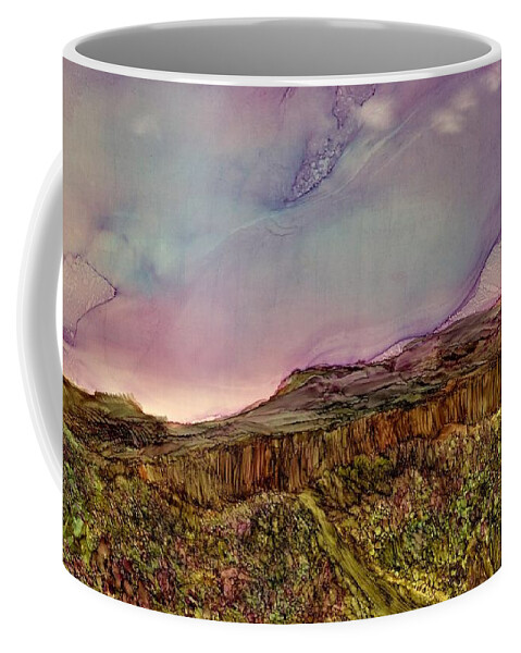 Bright Coffee Mug featuring the painting Sunset at Wild Rivers by Angela Marinari