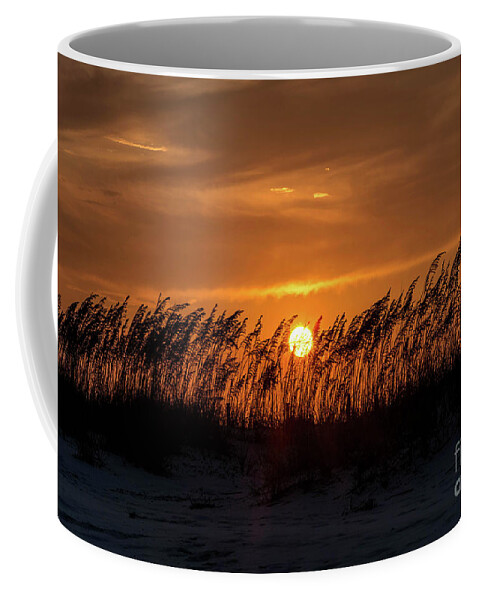 Sunset Coffee Mug featuring the photograph Sunset Behind the Sand Dunes by Beachtown Views