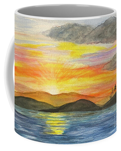 Sunset Coffee Mug featuring the painting Sunset by the Shore by Lisa Neuman