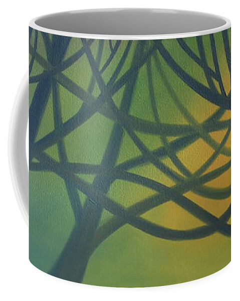 Yellow Coffee Mug featuring the painting Sunset by Franci Hepburn