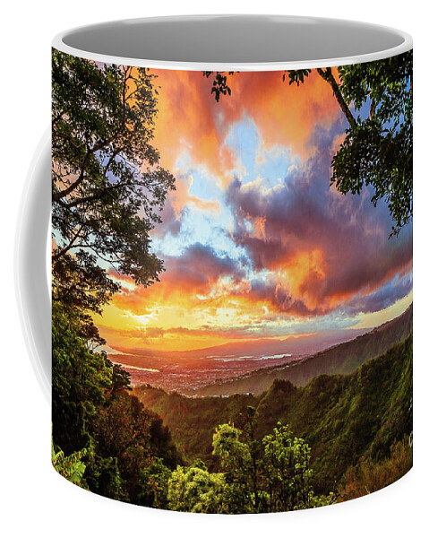 Hawaii Sunset Coffee Mug featuring the photograph Sunset From Tantalus Oahu by Aloha Art