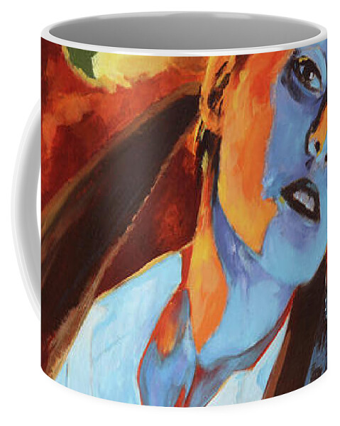 Girl Coffee Mug featuring the painting Sunset Girl Diptyque by Sv Bell