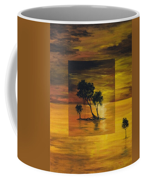 Sea Scape Coffee Mug featuring the painting Sunset in Orange by Darice Machel McGuire