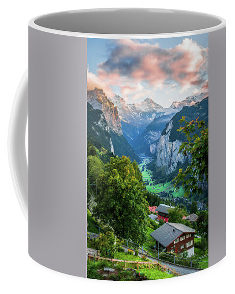 Switzerland Coffee Mug featuring the digital art Sunset in Wengen Switzerland by Kevin McClish